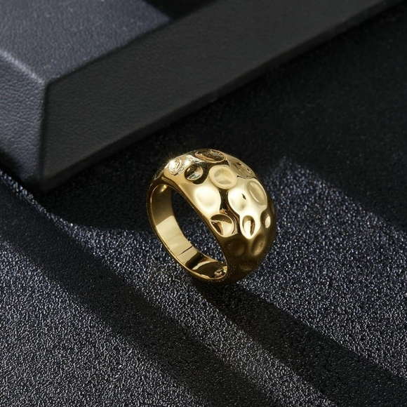 Uneven Gold Chunky Statement Ring - Picture 5 of 7